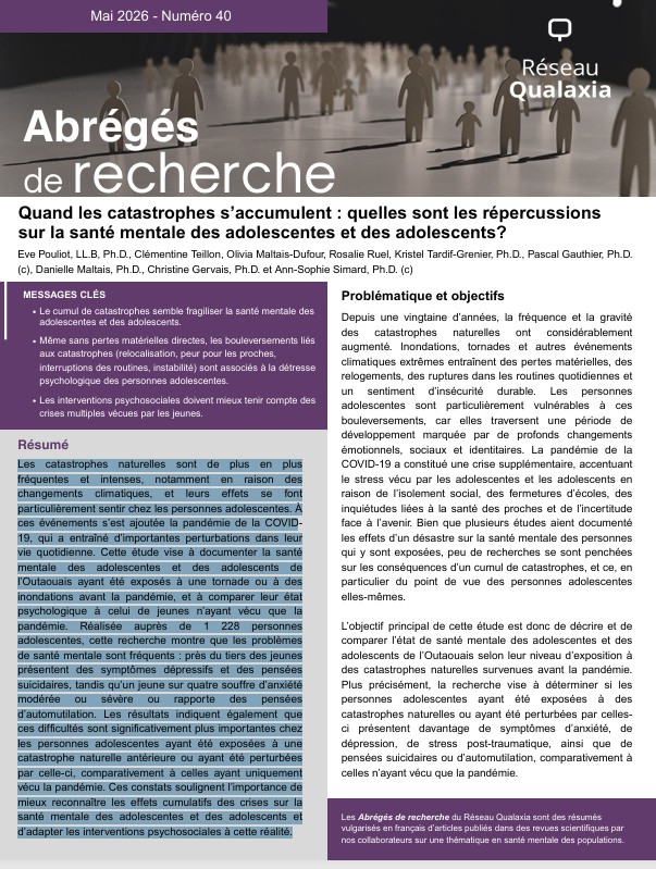 Quand les catastrophes s’accumulent&nbsp;: quelles sont les répercussions sur la santé mentale des adolescentes et des adolescents&nbsp;? 